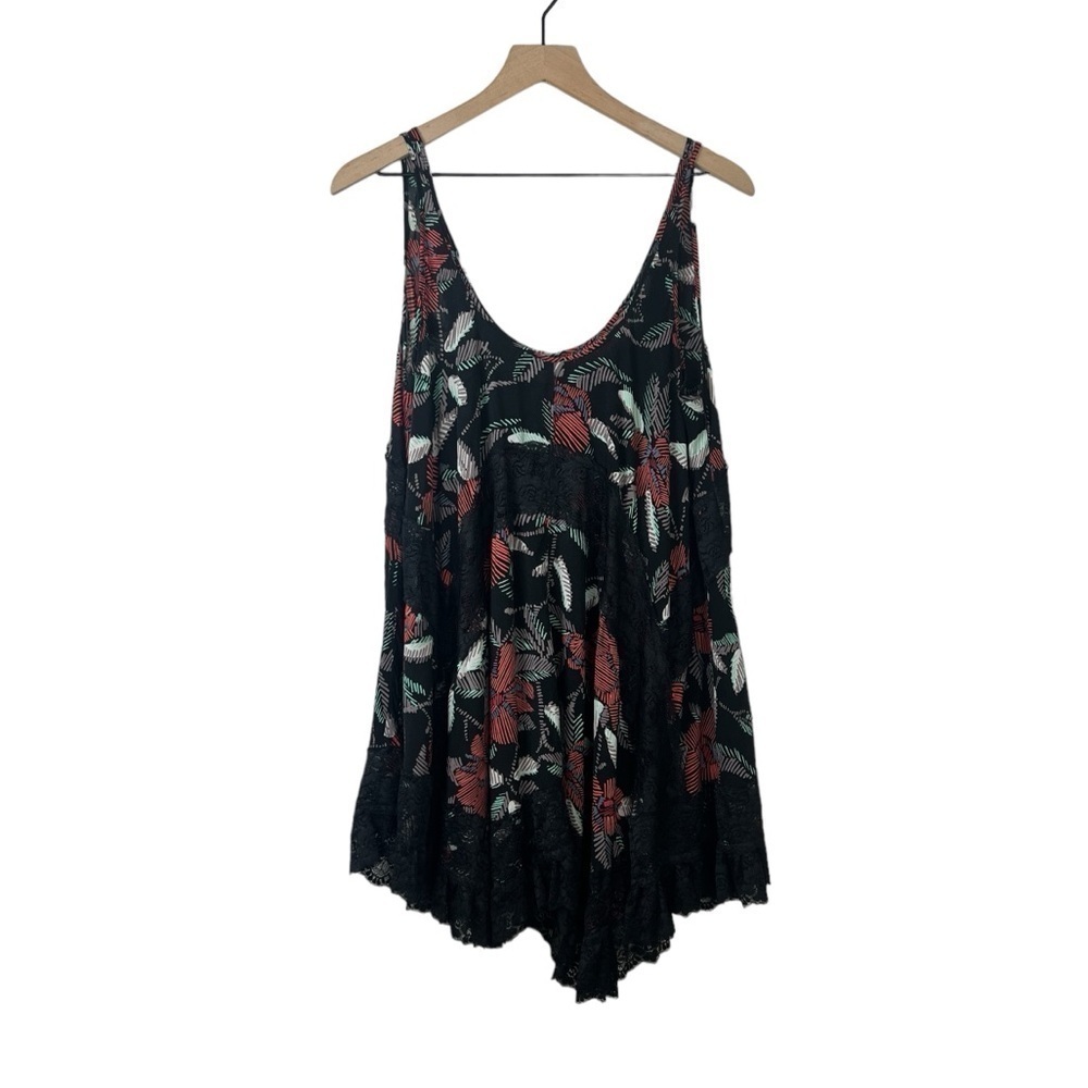 Free People Black Floral Swing Slip Lace Dress Tunic